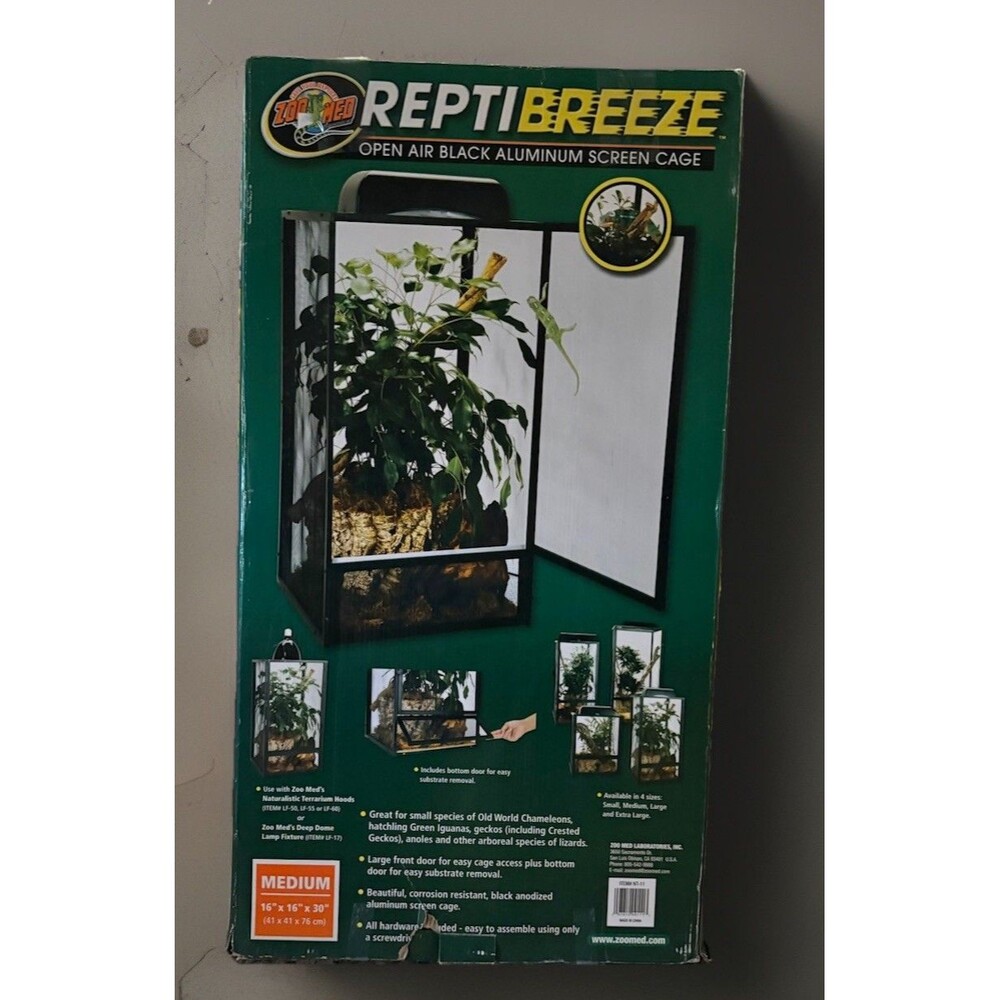 Zoo Med ReptiBreeze Open air aluminum screen cage Medium 16x16x30